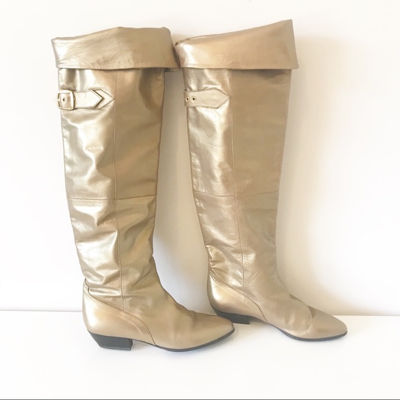 gold flat boots